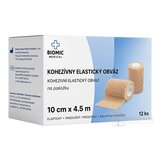 BIOMIC Kohezívny elastický obväz 10 cm x 4,5 m, fixačný, béžový 1x12 ks obrázok