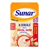 Sunar mliečna KAŠA 8 CEREÁLIÍ príchuť jahoda, banán (od ukonč. 6. mesiaca) XXL balenie 1x340 g obrázok