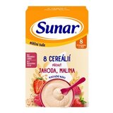 Sunar mliečna KAŠA 8 CEREÁLIÍ príchuť jahoda, malina (od ukonč. 8. mesiaca) 1x210 g obrázok