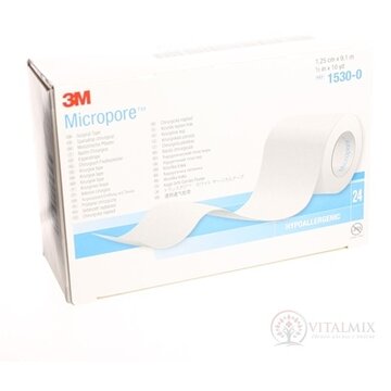 3M MICROPORE náplasť biela, cievka 1,25cm x 9,1m, zo špeciálneho papiera 1x24 ks obrázok