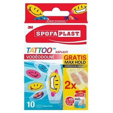 3M SPOFAPLAST č.115P Náplasti VODEODOLNÉ TATTOO (detské, mix, 10 ks + Gratis Max Hold 2 ks) 1x12 ks obrázok