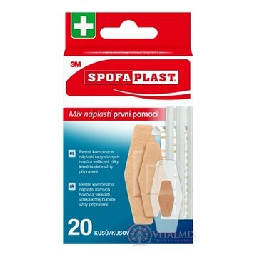 3M SPOFAPLAST č.607 Náplasti prvej pomoci mix veľkostí a druhov 1x20 ks obrázok
