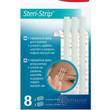 3M SPOFAPLAST č.801 Steri-Strip náplasťové stehy, 2 veľkosti, 1x8 ks obrázok