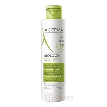 A-DERMA BIOLOGY odličovacie mlieko HYDRATAČNÉ jemne čistí pleť, odstraňuje mejkap 1x200 ml obrázok