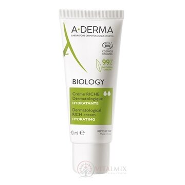 A-DERMA BIOLOGY VÝŽIVNÝ krém HYDRATAČNÝ 24 h hydratácia suchej pleti 1x40 ml obrázok