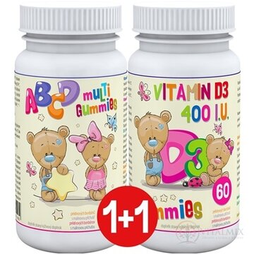 ABCD muLTi Gummies + D3 Gummies - Clinical 1+1 pektínové bonbóny s malinovou príchuťou 2x60 ks, 1x1 set obrázok