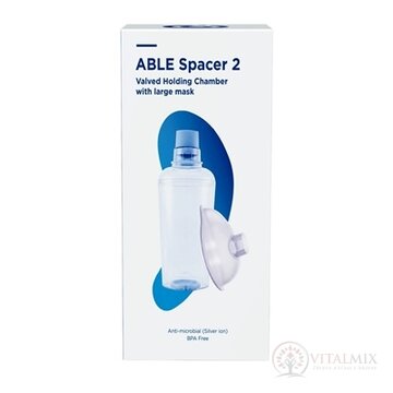 ABLE SPACER 2 + Large Mask Nadstavec inhalačný s ventilom s náustkom a s veľkou maskou, 1x1 ks obrázok