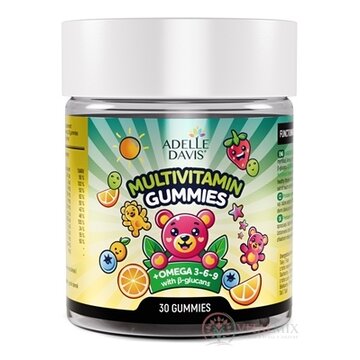 Adelle Davis MULTIVITAMIN GUMMIES+Omega+glucans želatínové medvedíky, príchuť banán-čučoriedka 1x30 ks obrázok