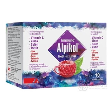 Alpikol HotFlux Drink prášok na prípravu nápoja, príchuť malina, vrecúška 1x10 ks obrázok