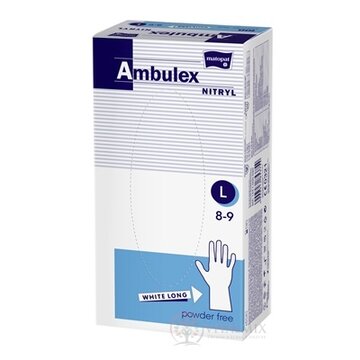 Ambulex rukavice NITRYLOVÉ veľ. L, biele, dlhé, nesterilné, nepúdrované, 1x100 ks obrázok