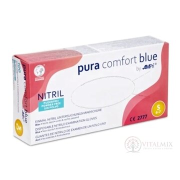 AMPri Pura Comfort Blue Nitrilové rukavice veľ. S, modré, nepudrované, nesterilné 1x100 ks obrázok