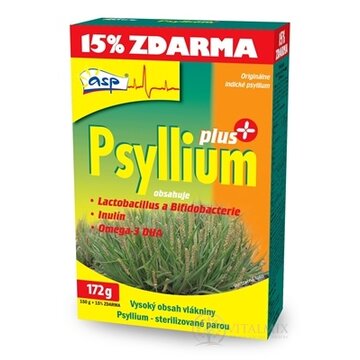 asp Psyllium PLUS Akcia (15% ZDARMA) rozpustná vláknina + Laktobacillus, Bbifidobacterium, inulín, Omega-3 (150 g + 15% zadarmo) 1x172 g obrázok