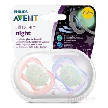 AVENT CUMLÍK 0-6M Ultra air nočný dievča na utišovanie, silikón 1x2 ks obrázok
