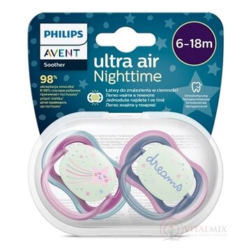 AVENT CUMLÍK 6-18M Ultra air nočný dievča na utišovanie, silikón (inov.2023) 1x2 ks obrázok