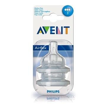 AVENT CUMLÍK na fľašu Klasik 3 otvory 3M+, stredný prietok, silikónový, mäkký, 1x2 ks obrázok