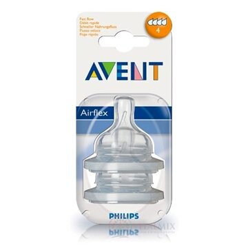 AVENT CUMLÍK na fľašu Klasik 4 otvory 6M+, rýchly prietok, silikónový, mäkký, 1x2 ks obrázok