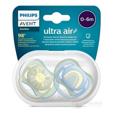 AVENT CUMLÍK Ultra air 0-6m chlapec na utišovanie, silikón, obrázok dúha 1x2 ks obrázok