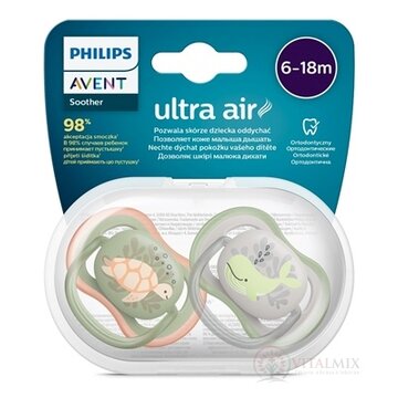 AVENT CUMLÍK Ultra air 6-18m chlapec na utišovanie, silikón, obrázok morské tvory 1x2 ks obrázok