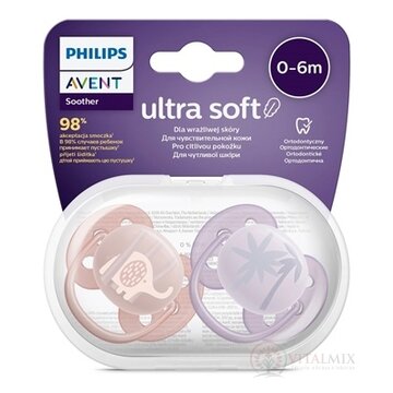 AVENT CUMLÍK Ultra Soft Premium 0-6m dievča na utišovanie, silikón, FlexiFit, zvieratko 1x2 ks obrázok