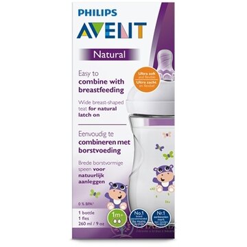 AVENT FĽAŠA Natural PP 260 ml Hroch, cumlík ultra soft (1m+) mäkký, pomalý (SCF070/22) 1x1 ks obrázok