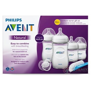 AVENT NOVORODENECKÁ štartovacia sada Natural 0m+ (4 ks PP fľaše s cumlíkmi ultra soft + cumlík + kefa) 1x1 set obrázok
