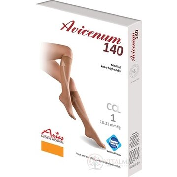 AVICENUM 140 Lýtkové pančuchy veľkosť ML (2D) I.KT, Sanitized, zatvorená špica, telové, 1x1 pár obrázok
