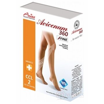 AVICENUM 360 FINE Stehenné pančuchy, Micro veľkosť SN (1K), II.KT, Sanitized, otvorená špica, krajka, telové, 1x1 pár obrázok