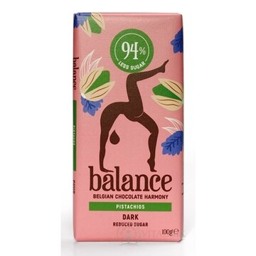 BALANCE HORKÁ ČOKOLÁDA S PISTÁCIAMI belgická, so sladidlom zo stévie 1x100 g obrázok