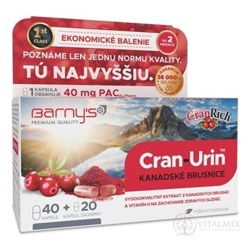 Barny's CRAN-URIN KANADSKÉ BRUSNICE cps 40+20 zadarmo (60 ks) obrázok