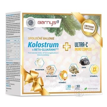 Barny's KOLOSTRUM s beta-glukánmi + ULTRA-C IMUNO cps (Vianočné balenie) 2x30 (60 ks) obrázok