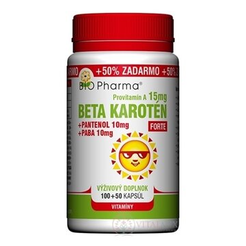 BIO Pharma Beta karotén 15 mg FORTE cps (+Pantenol 10 mg + PABA 10 mg) 100+50 (+50% ZADARMO) (150 ks) obrázok