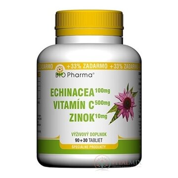 BIO Pharma Echinacea, Vitamín C, Zinok tbl 90+30 (33% ZADARMO) (120 ks) obrázok