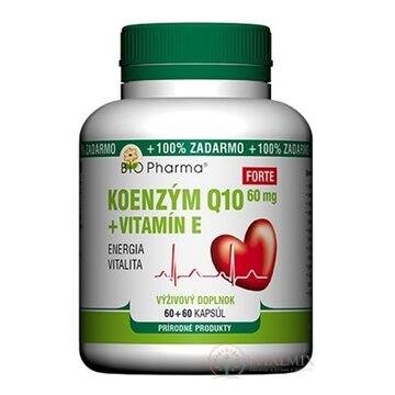 BIO Pharma Koenzým Q10 60mg+Vit.E Forte cps 60+60 (100% ZADARMO) (120 ks) obrázok