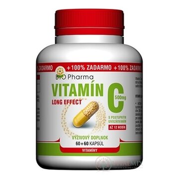 BIO Pharma Vitamín C 500mg Long Effect cps 60+60 (100% ZADARMO) (120 ks) obrázok