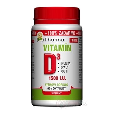 BIO Pharma Vitamín D3 FORTE cps 90+90 (100% ZADARMO) (180 ks) obrázok
