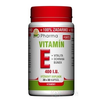 BIO Pharma Vitamín E FORTE 400 I.U cps 30+30 (100% ZADARMO) (60 ks) obrázok