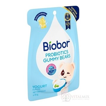 Biobor PROBIOTICS GUMMY BEARS YOGURT FLAVOR želé medvedíky s jogurtovou príchuťou a probiotikami, 1x45 g obrázok
