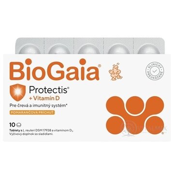 BioGaia Protectis + vitamín D tbl, pomarančová príchuť 1x10 ks obrázok