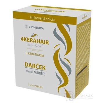 BIOMEDICA 4KERAHAIR Kolagen drink + Darček s keratínom 2x30 ks (60 ks) + darček mini mixér, 1x1 set obrázok
