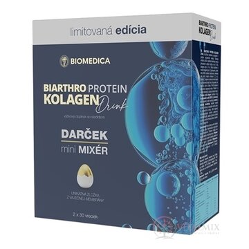 BIOMEDICA Biarthro Protein Kolagen drink + Darček vrecúška 2x30 ks (60 ks) + darček mini mixér, 1x1 set obrázok
