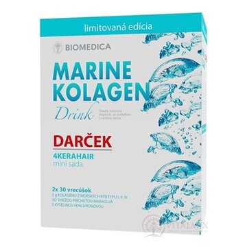 BIOMEDICA Marine kolagen drink + Darček vrecúška 2x30 ks (60 ks) + darček mini sada 4Kerahair, 1x1 set obrázok
