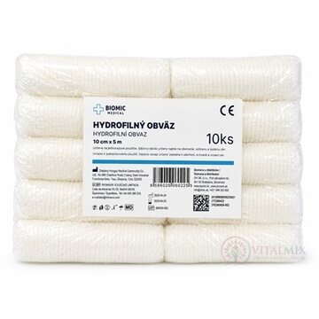 BIOMIC Obväz hydrofilný 10 cm x 5 m, nesterilný 1x10 ks obrázok