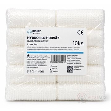 BIOMIC Obväz hydrofilný 8 cm x 5 m, nesterilný 1x10 ks obrázok