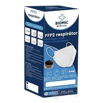 BIOMIC Respirátor FFP2, 3-panelový sivý 1x20 ks obrázok
