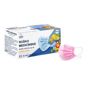 BIOMIC RÚŠKO medicínske detské ružové, pre deti, jednorazové, typ IIR 1x50 ks obrázok