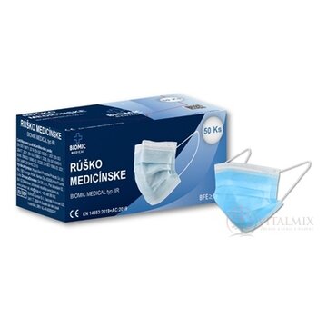 BIOMIC RÚŠKO medicínske modré, pre dospelých, jednorazové, typ IIR 1x50 ks obrázok