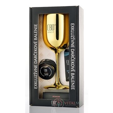 CBD VINCIT EXKLUZÍVNE DARČEKOVÉ BALENIE balzam 60 mg 1x6 ml + krém 300 mg 1x30 ml + kvapky 10% 1x10 ml + pohár, 1x1 set obrázok