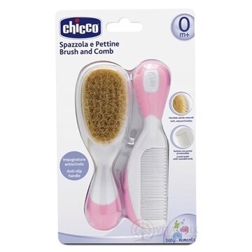 Chicco Hrebeň a Kefka ružová, 0m+, 1x1 set obrázok