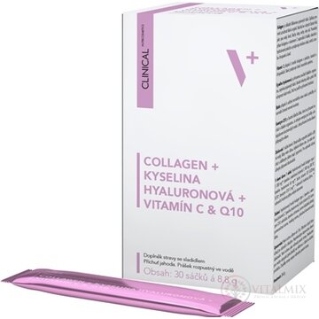 CLINICAL COLLAGEN+KYSELINA HYALURONOVÁ+VIT.C & Q10 prášok vo vrecúškach s jahodovou príchuťou 1x30 ks obrázok