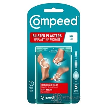 Compeed NÁPLASŤ na pľuzgiere MIX 2x stredná na päty + 2x malá + 1x malá na prsty (inov. 2026) 1x5 ks obrázok